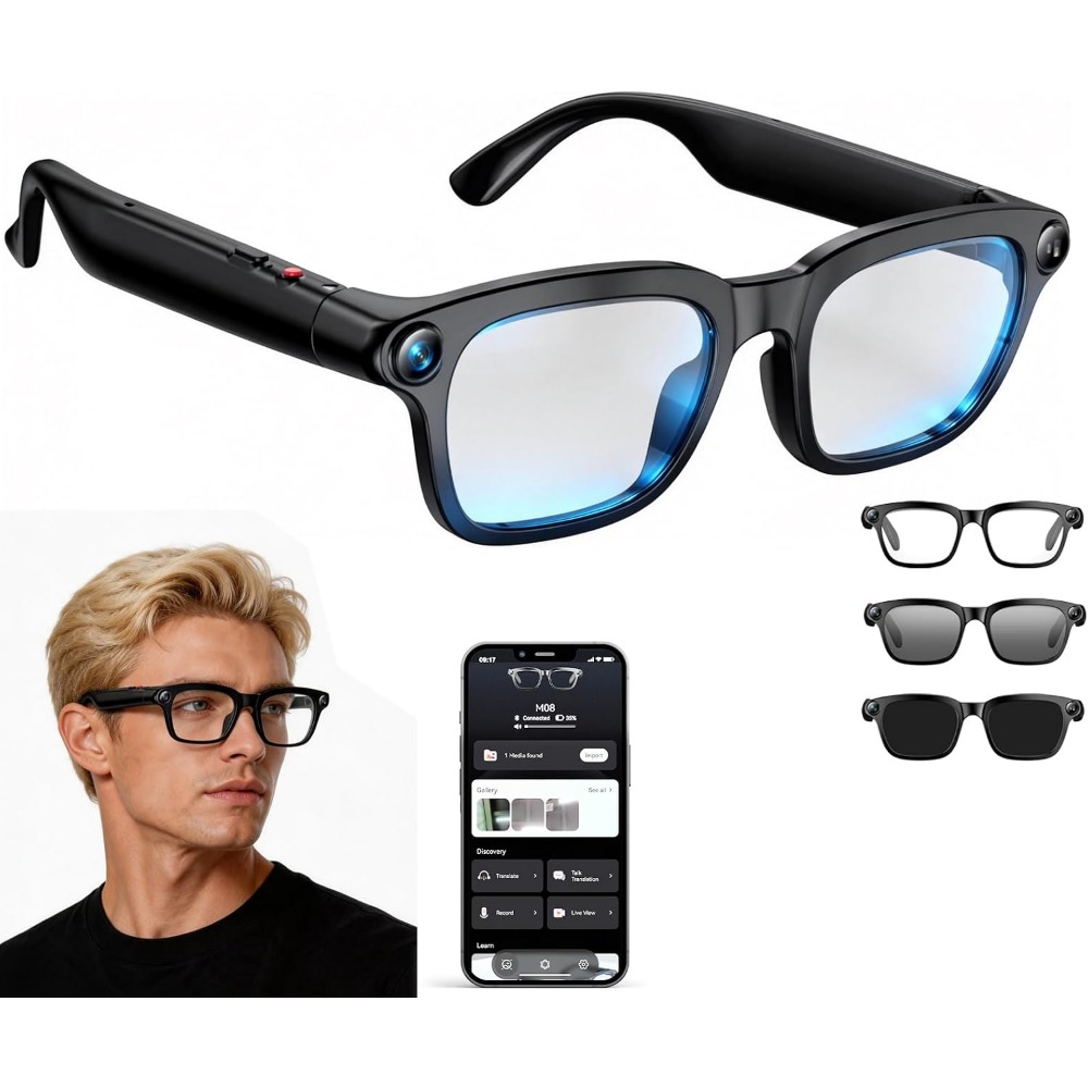 Smart Glasses Lens - Slimme bril: 4K video, zonnebril met