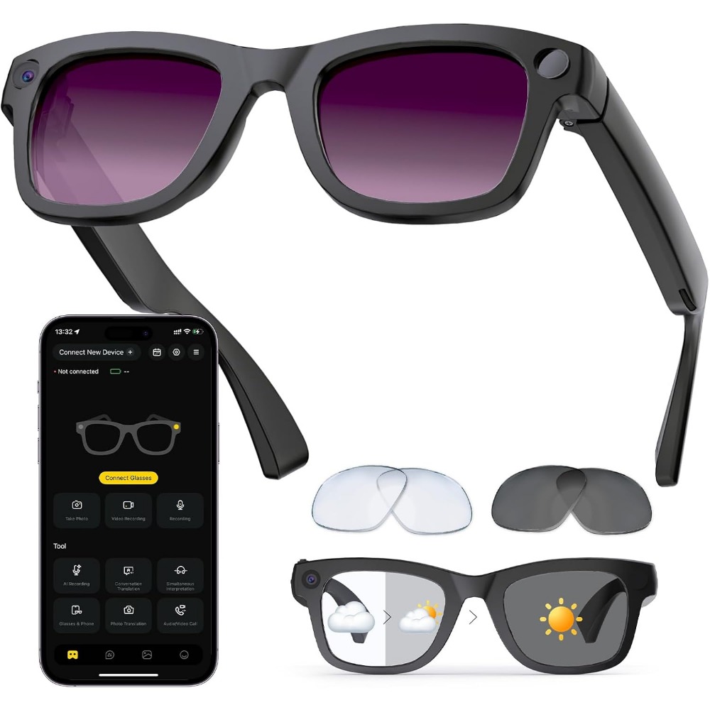 Smart Glasses Lens - AI-vertaling, Bluetooth-bellen, 8 uur muziekweergave, slimme