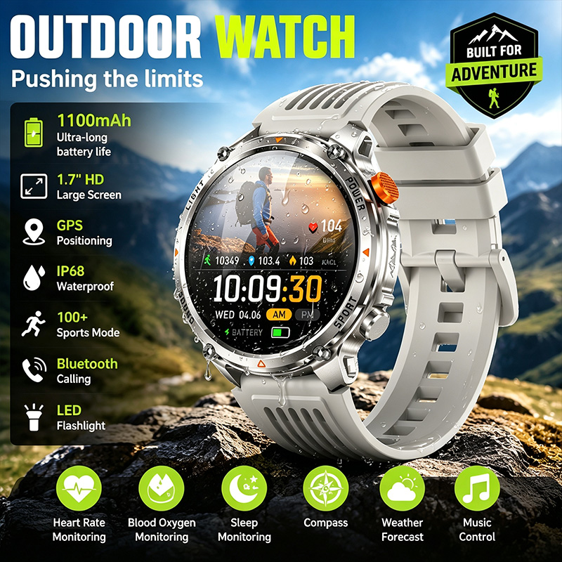 Breath Rate Monitor - Draadloos bellen Smartwatch IP68 Waterdicht Gezondheidsbewaking