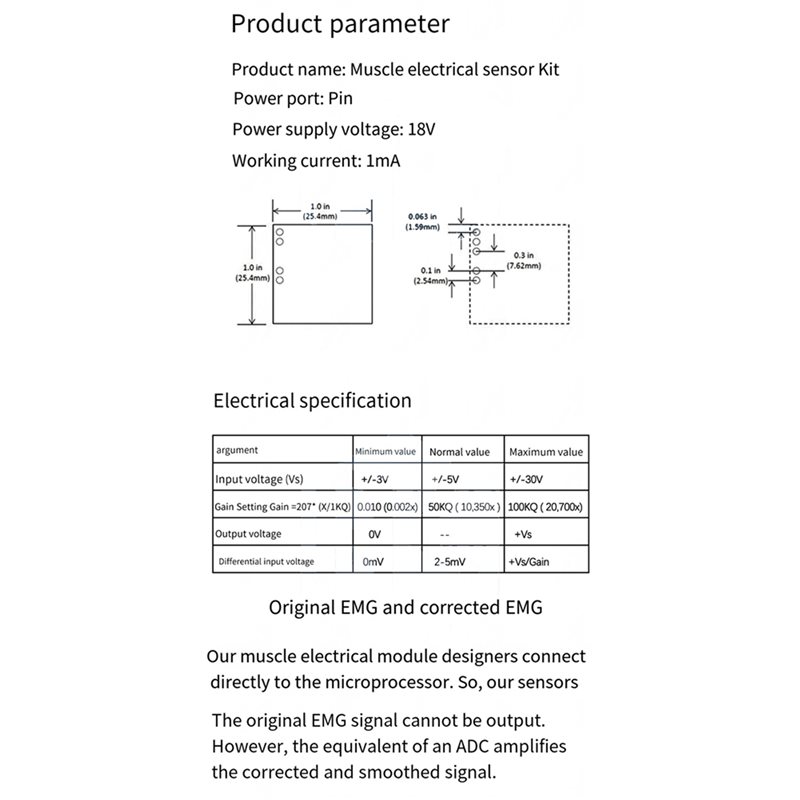 A52T 5X spier-elektrische sens - Muscle Sensor Emg recensie en prijs