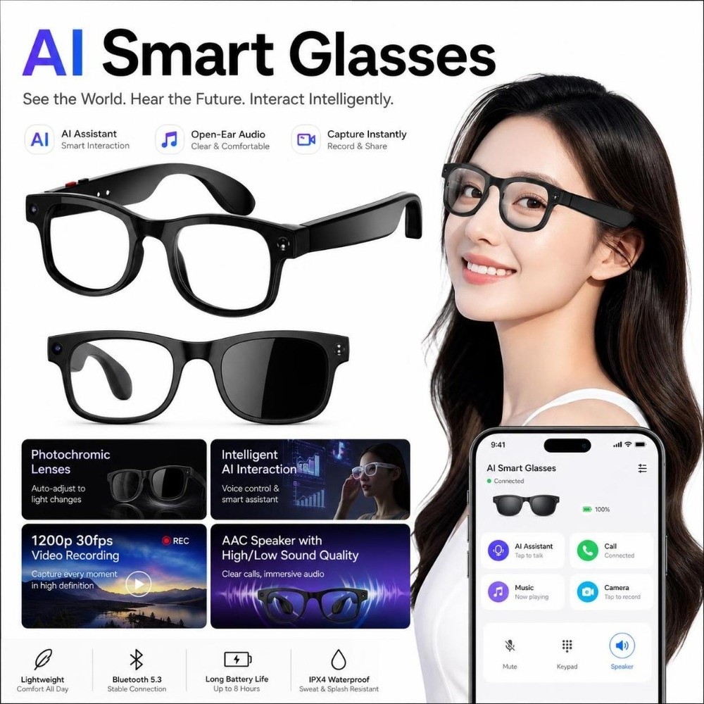 2-in-1 AI Smart Glasses HD Fot - Smart Glasses Lens recensie en prijs